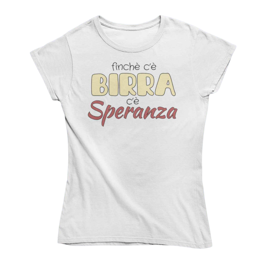 T-Shirt Donna Divertente Con Stampa Birra Speranza