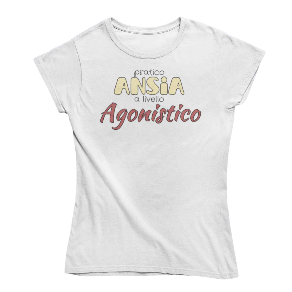 T-Shirt Donna Divertente Con Stampa Pratico Ansia A Livello Agonistico