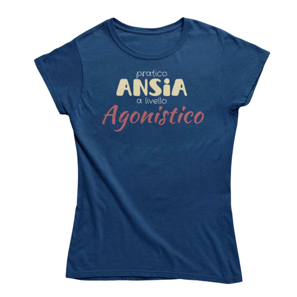T-Shirt Donna Divertente Con Stampa Pratico Ansia A Livello Agonistico